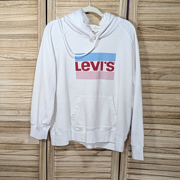 Levi's White Hoodie with Red and Blue Logo Size XL - Picture 1 of 14